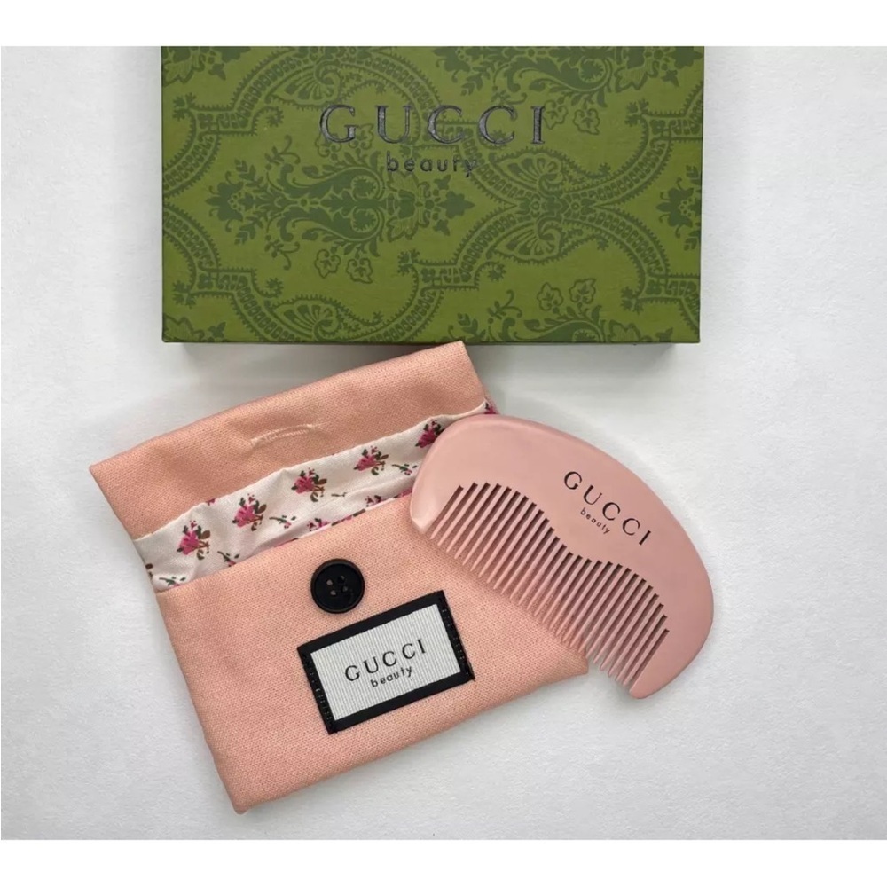 Gucci Beauty Small Comb & Pouch Bag Designer VIP Gift Pink Flower With Box NEW